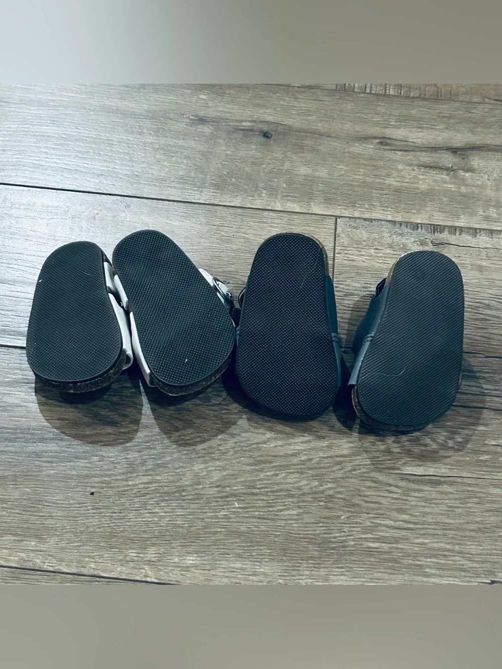 Two Pair Old Navy Double Strapped Sandals For Baby 0-3mo Gray And White